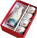 Goldfish Playing Water Sake Set - 5 Sets of Sake Set with Packaging Japanese Style High Temperature Underglaze Ceramic Sake Pot One Pot and Four Cups