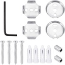 Towel Bar Replacement Parts Set, Stainless Steel Wall Mounted Towel Rack Mounting Hardware 1.37 Inch Square + 1.65 Inch Round Bases with Screws for Bathroom Brackets Shower Curtain Rods Accessories