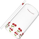 PRETYZOOM 1Set Cherry Pattern Glass Cup with Straw Portable Drinking Glass for Milk Tea and and Easy to Clean Elegant Design for Home and Office Use