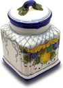 Italian Ceramic Cookies Jar - Hand Painted kitchen Storage Canister with lid Tea Coffee and Spices- Made in ITALY Tuscany - Italian Pottery - Home Decor Medici