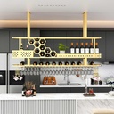 3 Layers Wine Glass Rack Adjustable Height,Hanging Wine Glass Holder,Vintage Wine Bottle Holder,Ceiling Decoration Wine Glass Rack for Kitchen & Bar