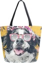 ALAZA Shepherd Dog Canvas Tote Bag for Women Travel Work Shopping Grocery Top Handle Purses Large Totes Reusable Handbags Cotton Shoulder Bags109
