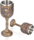2PCS Vintage Chalice Goblet, Viking Stainless Steel Wine Cup, Nordic Medieval Goblets Decor Design,7 Oz Wine Chalice for Drinking Beer Cocktail Table or Communion, Home Decor