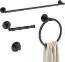 Matte Black Bathroom Hardware Set, VOTZAAQ 24-Inch Towel Bar, Towel Racks for Bathroom, Robe Towel Hanger Hooks, Toilet Paper Holder, Bathroom Accessories Set, 4-Pieces