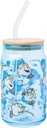 Silver Buffalo Disney Beauty and the Beast Featuring Chip Teacup Blue Glass Jar Tumbler with Bamboo Lid and Glass Straw, 16 Ounces