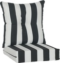 RULU 21inchx22inchx5inch Outdoor/Indoor (Seat 22inchx22inchx5inch + Back Cushion 23inchx23inchx7inch) Cabana Stripe Black/White, 2 Piece Assortment