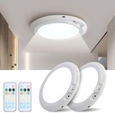 Rechargeable Motion Sensor Ceiling Light, Battery Operated Wireless Ceiling Closet Light with Remote 3 Color Temperatures Magnetic Mount LED Shower Light for Bathroom Stairs Garage Hallway (2 Pack)