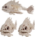 NEROSUN Halloween Fish Skeletons Decorations, 3 Pack 10" Animal Skeleton Plastic Realistic Bones, Fish Bones Spooky Graveyard Prop for Haunted House Halloween Party Decor