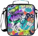 Graffiti Cartoon Kids Lunch Box Insulated Lunch Bag Reusable Cooler Bag with Strap for Girls, Boys, Kids for School Picnic, Travel, Hiking