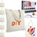 TT·SSTIE 6 Pack Canvas Tote Bag Bulk with Fabric Paints 15.4"x15.7" Plain Tote Bags to Decorate Resuable Blank Canvas Bags for Crafts, Painting, DIY, Shopping, Gift (Beige)