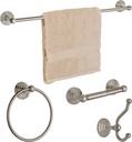 Dynasty Hardware 7500-SN-4PC Bel-Air Series Bathroom Hardware Set, Satin Nickel, 4-Piece Set, with 24" Towel Bar
