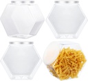 EBOOT 4 Pieces Plastic Candy Cookie Jars for Kitchen Counter Hexagon Cookie Jar with Lid Clear Candy Containers Laundry Pod Storage Container Dry Food for Buffet Dog Treats Craft(29 Oz)