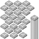 Shimeyao 24 Pcs 2" x 2'' Sliver Pressed Steel Post Caps for Square Steel Posts Fence Caps Topper Pressure Fit Cover for Mailbox Metal Wood Plastic Iron Deck Railing
