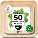 Palm Leaf Plate Bamboo Paper Plates Disposable 10 Inch & 7 Inch Bulk Party Pack Eco Compostable Biodegradable Wooden Plate Best Alternative To Plastic Paper Plates (50 pc)