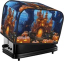 Halloween Castle Pumpkin Toaster Cover 2 Slice, Two Slice Bread Machine Covers Quilted Toaster Dust Cover Universal Size Kitchen Small Appliance Cover With Top Handle