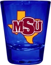 R and R Imports Midwestern State University Mustangs Full Color 2 oz Shot Glass Blue Officially Licensed Collegiate Product 4-Pack