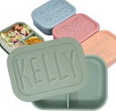 xrlsg Personalized Bento Box Custom Silicone Lunch Box Engrave Name Lunch Containers with 3 Compartment for Work Travel Microwave Freezer Dishwasher Safe