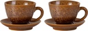 KAMMAK Tea Cups and Saucers Set of 2, Porcelain Coffee Cups, 4.3oz Crystalline Glaze Espresso Mugs, Ceramic Demitasse for Coffee, Cappuccino, Latte, Americano, Tea (Golden Crystal)