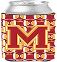 Caroline's Treasures CJ1070-MCC Letter M Football Cardinal and Gold Can or Bottle Hugger Cooler Washable Drink Sleeve Collapsible Beverage Insulated Holder, Can Hugger, Multicolor