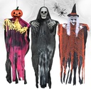 3 Pack 50'' Hanging Halloween Decorations Outdoor Indoor, Hanging Skeletons Pumpkins Witch Scary Halloween Decor with Spider Web for Porch Tree Yard Graveyard Garden Lawn Haunted House Creepy Decor