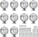 10 Pcs 30mm Round Diamond Crystal Cabinet Knobs Drawer Pull Handle Kitchen Door Wardrobe Hardware Used for Cabinet, Drawer,Dresser, Cupboard,Wardrpbe Furniture with 3 Kinds of Screws