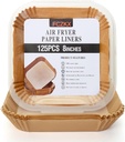 Air Fryer Paper Liners 125Pcs 8-inch Non stick and oil resistant square lined air fryer parchment paper easy to clean, durable, food grade - suitable for air fryers, ovens and microwaves (Square)