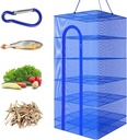 Hanging Drying Net Foldable Drying Rack Net Dryer 19.7"x19.7"x37.4" 6 Layer Folding Fish Mesh Collapsible Dry Net with Zippers for Drying Seeds Fish Vegetables Fruit Herb Food