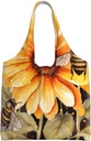 Blackboard Bees Sunflowers Canvas Tote Bag Reusable Grocery Bags Shopping Bags Large Canvas Bags with Handles