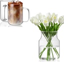 Glass Coffee Mugs, 20 oz Ice coffee cups&Clear Glass Vase, Large Flower Vase