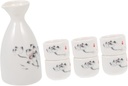 Ciieeo Japanese Sake Pot Set 4 Ceramic Sake Cups Traditional White Wine Serving Kettle and Housewarming
