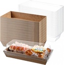 100 Paper Charcuterie Sandwich Box with Clear Lids and Cocktail Picks Set 100 Pcs 7'' Disposable Food Container