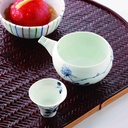 TOKYO MATCHA SELECTION - Sake Pot & 2 Cups Set : Wild Flower - Japanese Hasami Porcelain [Standard ship by SAL with Tracking number & Insurance]