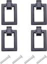 uxcell 4 Sets Rectangle Ring Pulls Handles Single Hole Ring Knobs Dresser Handles with Screws Zinc Alloy for Dresser Drawer Furniture Closet Cupboard Hardware Black