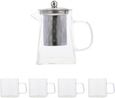 Teapot with Cups Elegant Tea Kettle for Brewing Loose Leaf and Tea Bags Convenient Filter Design for Sharing with