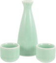 Veemoon Traditional Japanese Sake Set with Ceramic Bottle and Cups Elegant Design for Sake Lovers Weddings and Special Occasions