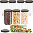Plastic Jars With Lids, 8 Pack 34 Oz Plastic Food Storage Jars Clear Empty Jars, Small Containers With Lids For Dry Goods, Nuts, Cookie And More