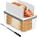Upgrade Bread Slicer for Homemade Bread with Bread Box and Bread Knife, Bread Slicing Guide Adjustable Width, Foldable and Compact Cutting Guide with Crumb Tray, Suitability for Homemade Bread, Bagels