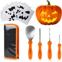 sinotron Pumpkin Carving Kit - 4 Easy Halloween Pumpkin Carving Tools Set with 10 Stencils Patterns, Professional Heavy Duty Pumpkin Carving Knife for Family Party Halloween Decorations Decor