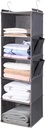 BOOMIBOO Hanging Closet Organize and Shelves，5-Hanging Shelf with 2 Side Pockets，Storage Foldable （Grey）
