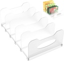 Freezer Organizer 12” Visible Fridge Organizer Rack with Removable Dividers and Handles, Freely Adjustable, Fits Refrigerator Frozen Meals, Lunch Meat Box, Cheeses(White)