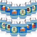 Whaline 12Pcs Oktoberfest Can Cooler Sleeves German Beer Festival Can Cover Insulators Blue White Plaid Bavarian Style Neoprene Thermocoolers for Beverages Bottle Can Munich Oktoberfest Party Supplies