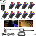 Recessed LED Deck Lights Kits with Protecting Shell,10Pack Φ1.18 IP67 Waterproof 12V Low Voltage Embedded Step Stair RGB Outdoor Landscape LED Lighting for Yard,Garden,Floor,Entryways
