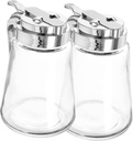 2pcs Glass Syrup Dispenser Honey and Creamer Storage Leak Glass Condiment Bottles for Kitchen for Pancakes Waffles and Bars