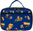 Lunch Box Kids Boys Insulated Lunch Cooler Bag Reusable Lunch Tote Kit for School Travel (Engineering Car Blue)
