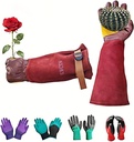 Gardening Gloves for Women/Men,Rose Pruning Long Leather Garden Gloves Thorn Proof