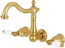 Kingston Brass KS1257PL 8-Inch Center Wall Mount Bathroom Faucet, Brushed Brass