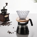 Gute Glass Coffee Dripper/Filter - Cone Glass Pour Over Coffee Dripper with Bamboo Stand, 1-4 Cups Drip Coffee Maker Funnel Accessories for Home, Office…