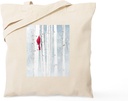 CafePress Red Cardinal Bird Snow Birch Trees Tote Bag Reusable Natural Beige Canvas Shopping Bag