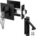 Malimali Pocket Door Lock with Key and Edge Pull Set, Square Pull Handles for Privacy Sliding Bifold Locks, Hardware Replacement (Matte Black)