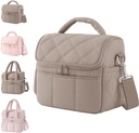 Insulated Lunch Bag Lunch Box for Women,Double Deck Leakproof Cooler Tote with Adjustable Shoulder Strap,Quilted Puffer Design & Durable,Large Reusable Thermal Meal Prep Bag for Work, Picnic, Travel